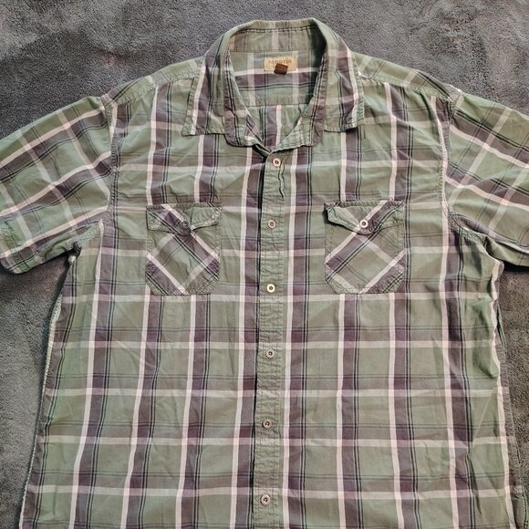 Sonoma Life + Style Green Gray Plaid Short Sleeve Button Up Shirt - XL - Picture 1 of 6